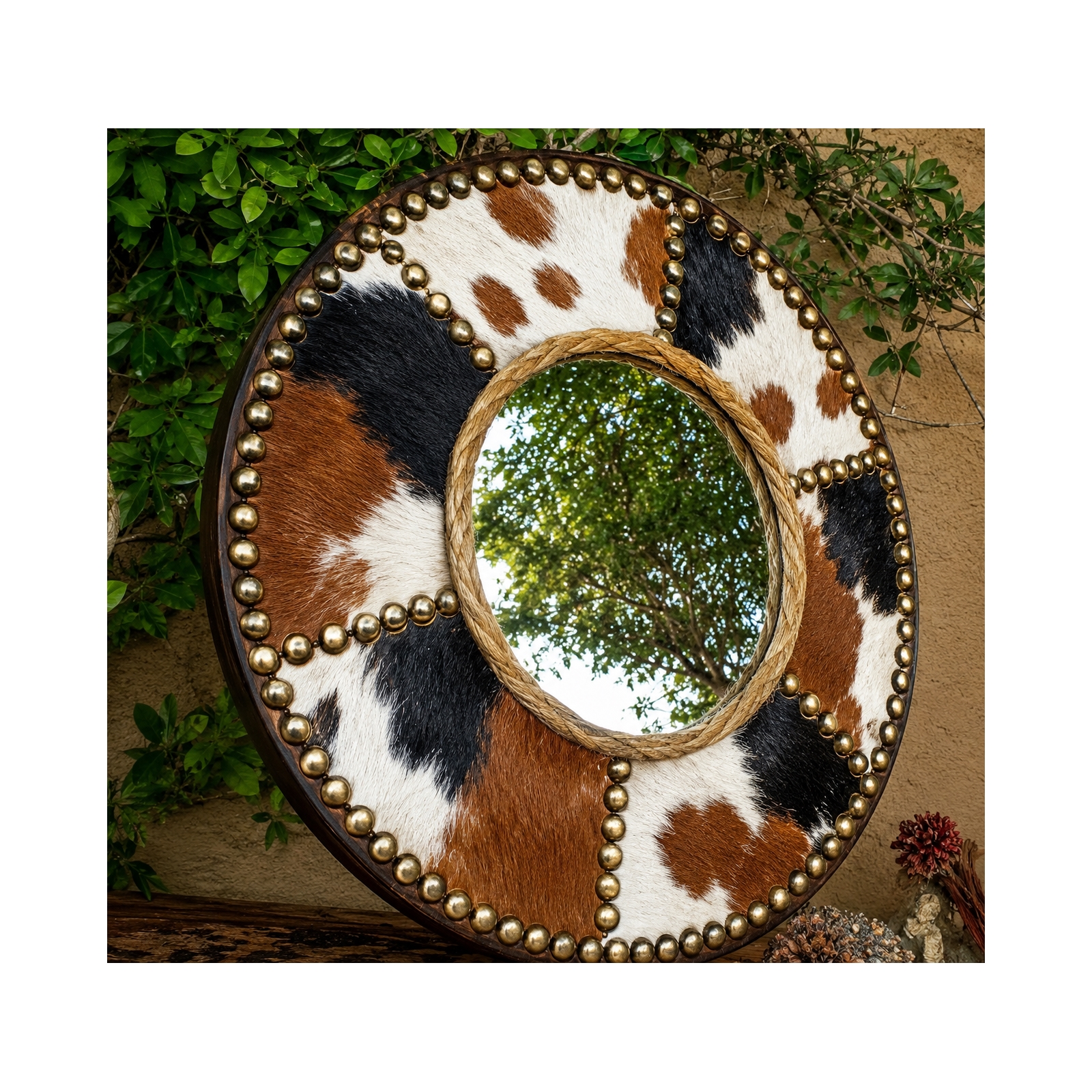 24 inch Round Solid Pine Mirror